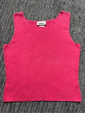 Ambra Women's Petite Medium Sleeveless Cotton Knit Tank Top Hot Pink Y2K Barbie